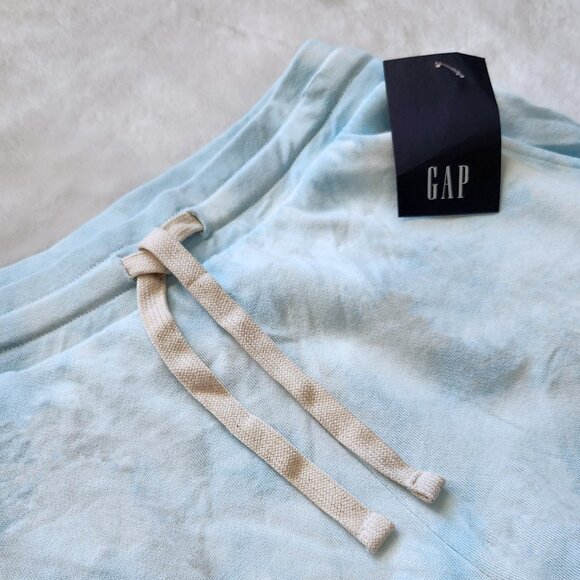 Gap Tie-Dye Sweatpants, Womens Medium, NWT, White and Blue, Relaxed fit wide leg - Picture 3 of 8